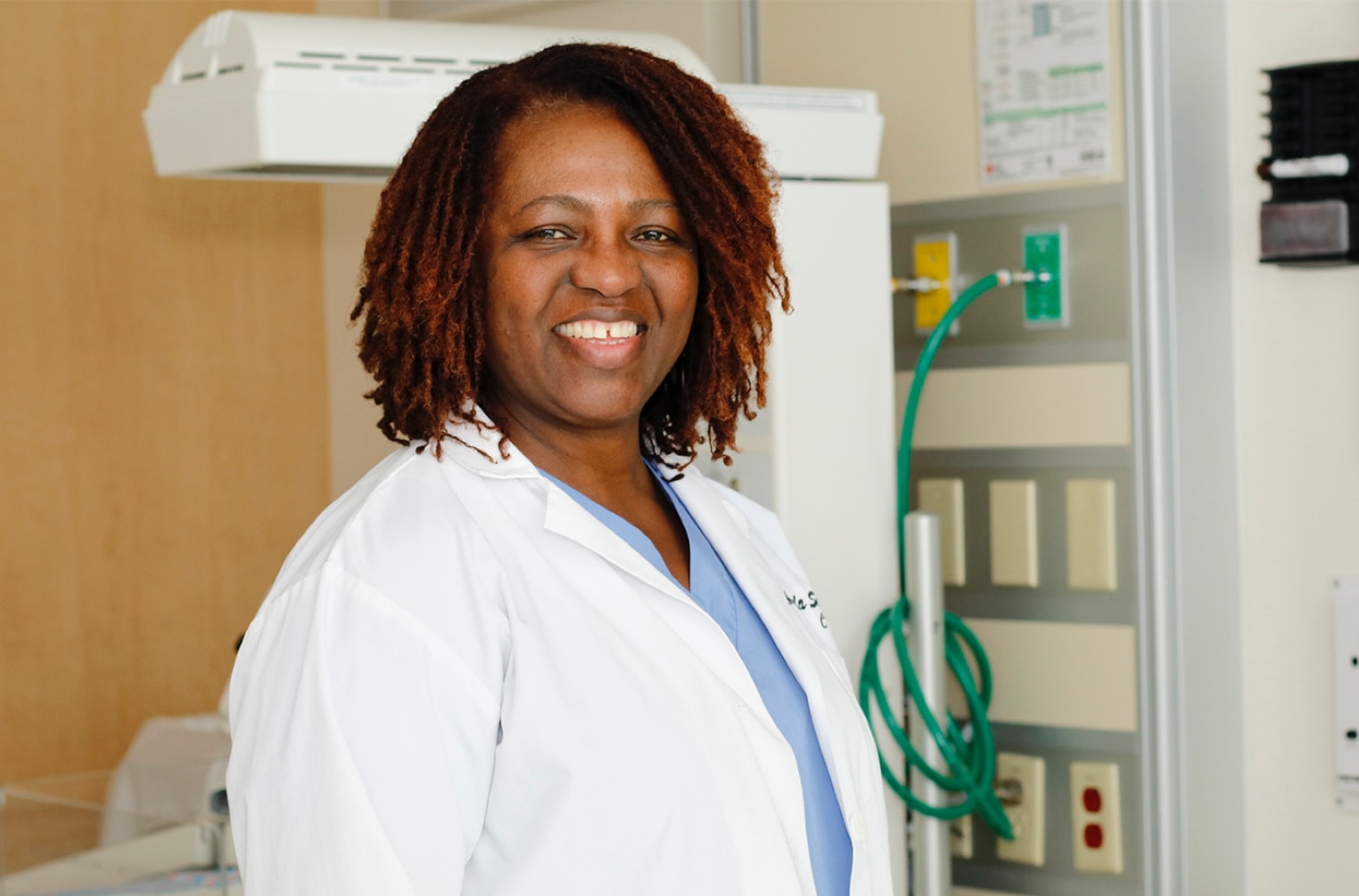 Registered nurse and midwife Angela Sojobi in the MLKCH maternity department