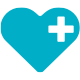 Icono de corazón azul con cruz de salud