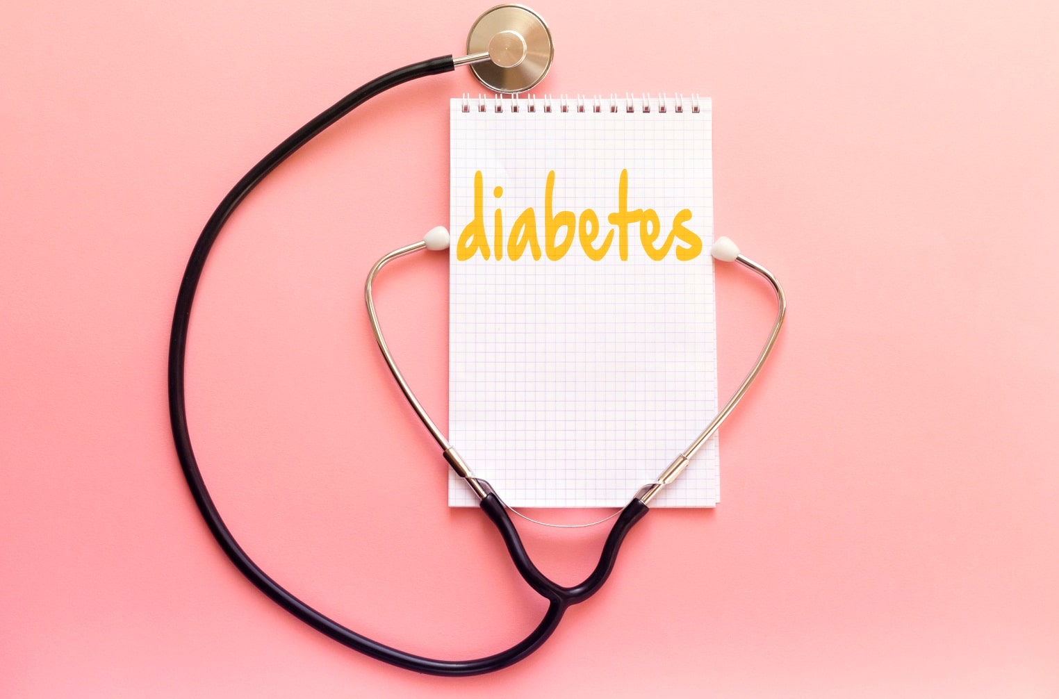 Diabetes text with stethoscope image