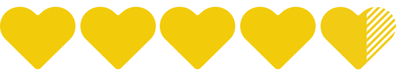 four and a half hearts out of five filled