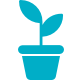 Blue icon of a potted plant