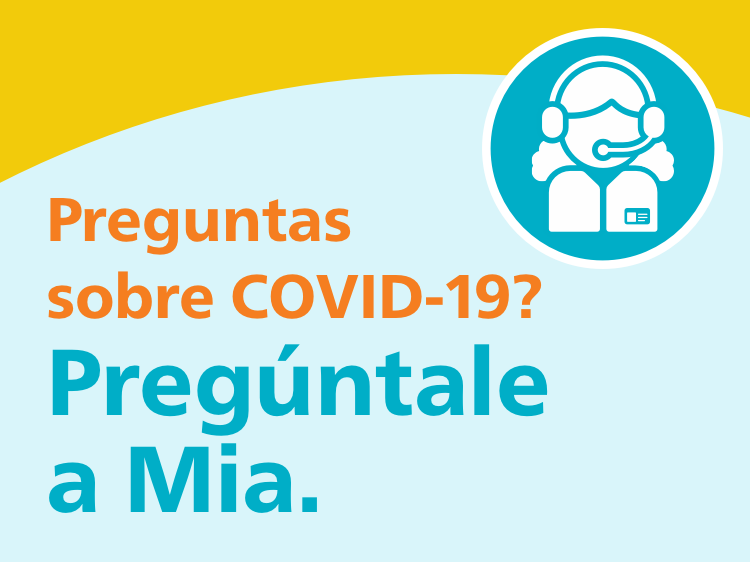 Ícono de mujer que dice "Pregúntale a Mia"