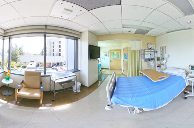 Vista de 360 grados de la sala de trabajo de parto y parto
