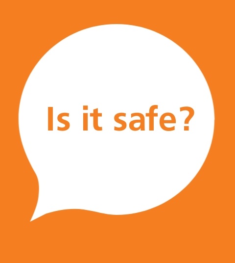 Orange graphic that reads is it safe? 
