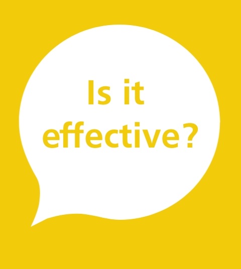 Yellow graphic that reads is it effective? 