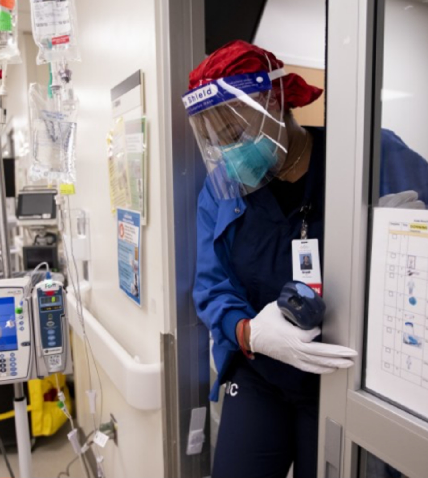Photo of masked nurse in ICU