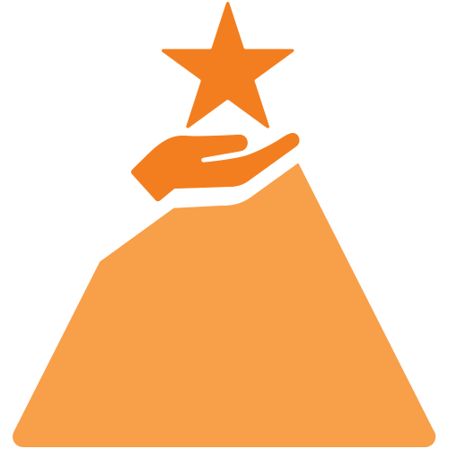 Icon of hand with star on top of mountain