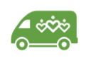 Icon of green van with MLKCH logo