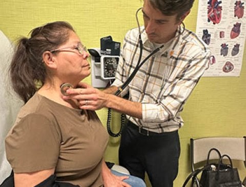 Doctor tending to patient