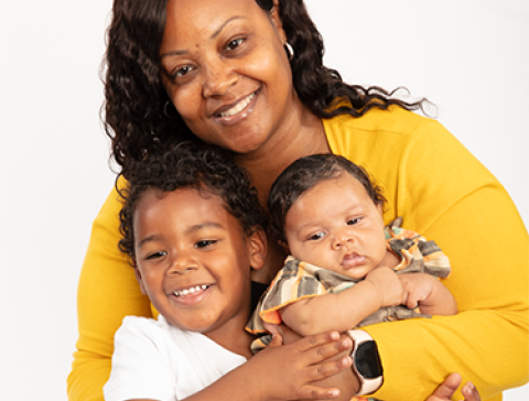 Black mom with two children