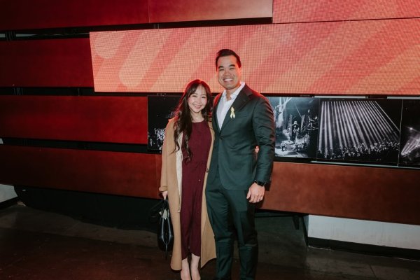 man and woman smiling