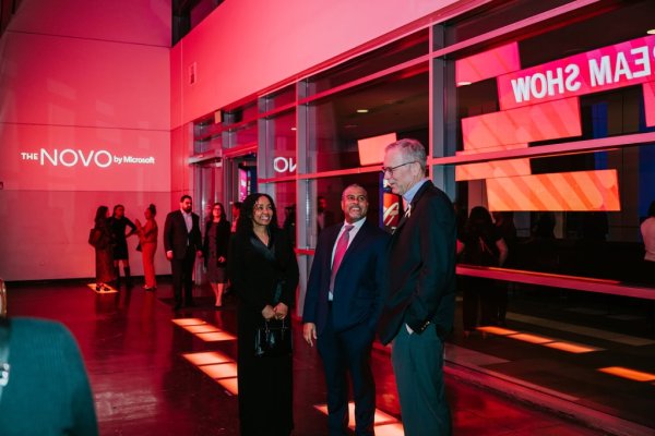 group of people standing in lobby