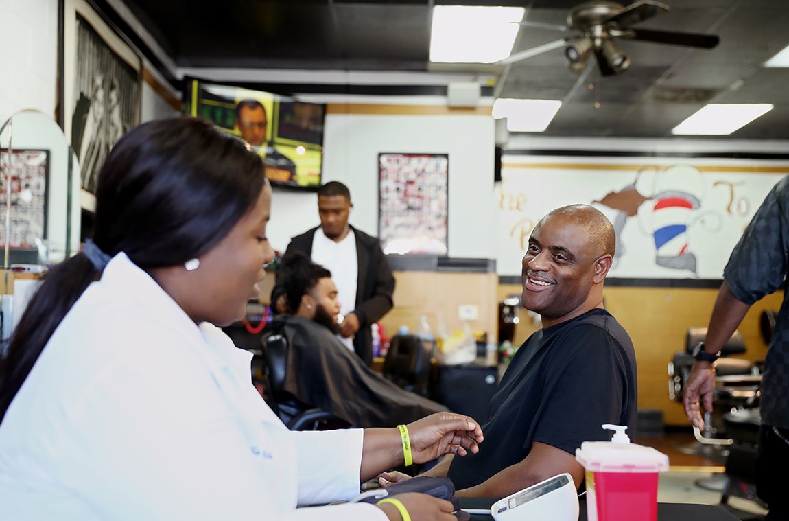 A barbershop health screening