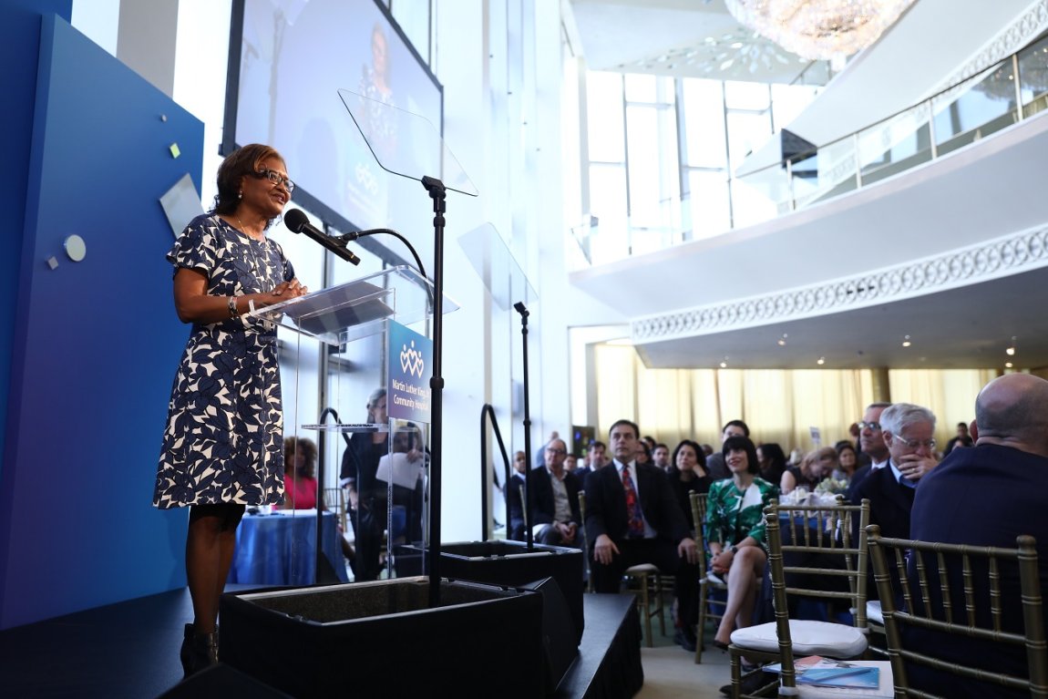 Dr. Elaine Batchlor speaking at the 2018 MLKCH Dream Lunch