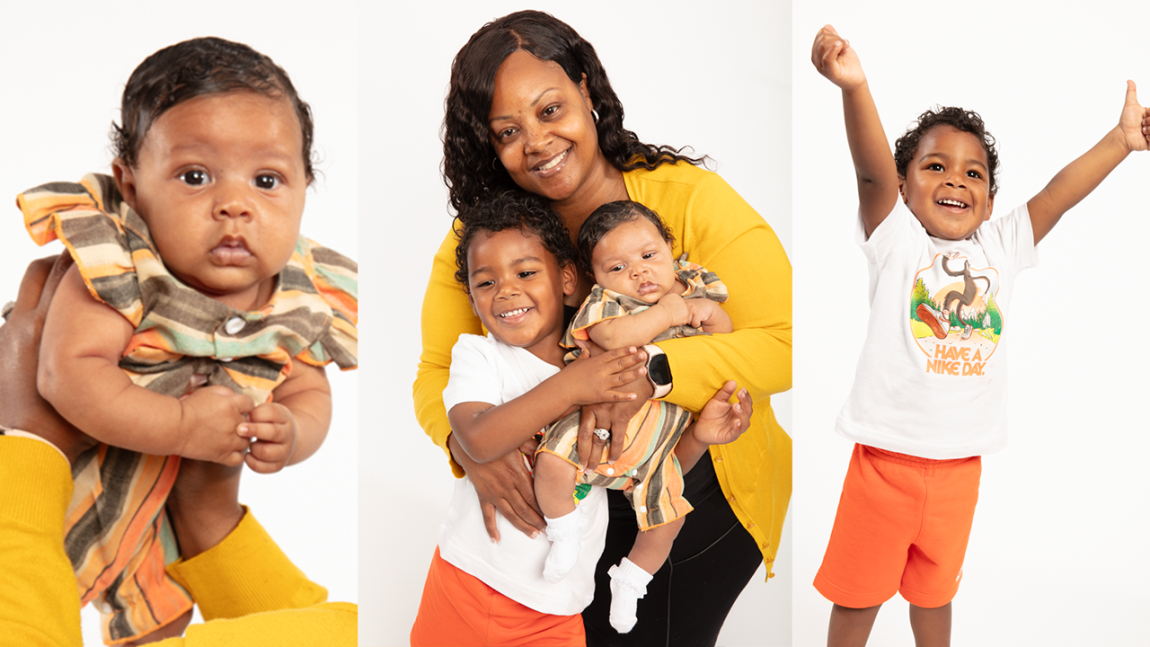 Black mom with two children
