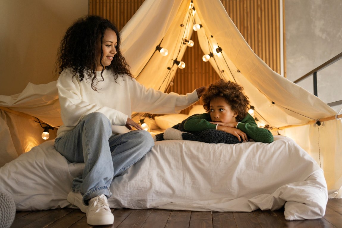 Kids playing together in a comfortable home
