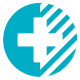 Blue icon of emergency cross