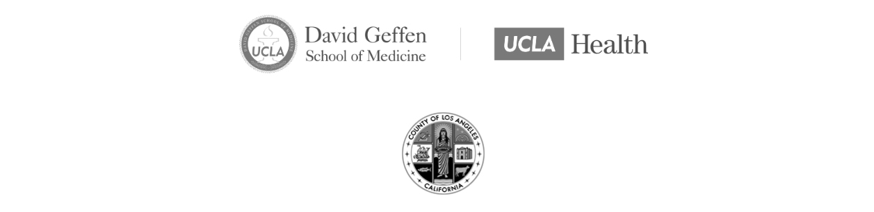 Logos of the platinum sponsors: David Geffen School of Medicine, UCLA Health, County of Los Angeles