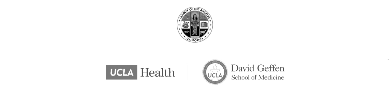 Logos of platinum sponsors: County of Los Angeles, UCLA Health, UCLA David Geffen School of Medicine