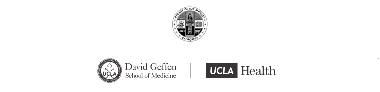 Logos of platinum sponsors: County of Los Angeles,  UCLA David Geffen School of Medicine, UCLA Health