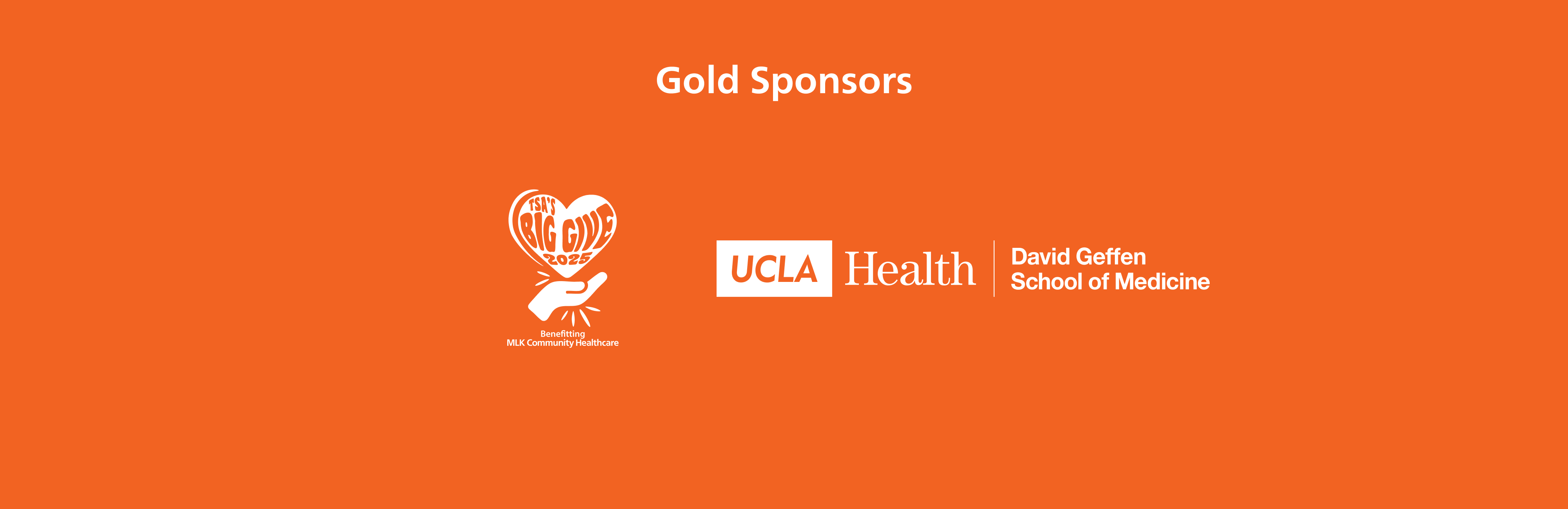 Gold sponsors banner with logos from TSA’s Big Give 2025, UCLA Health | David Geffen School of Medicine