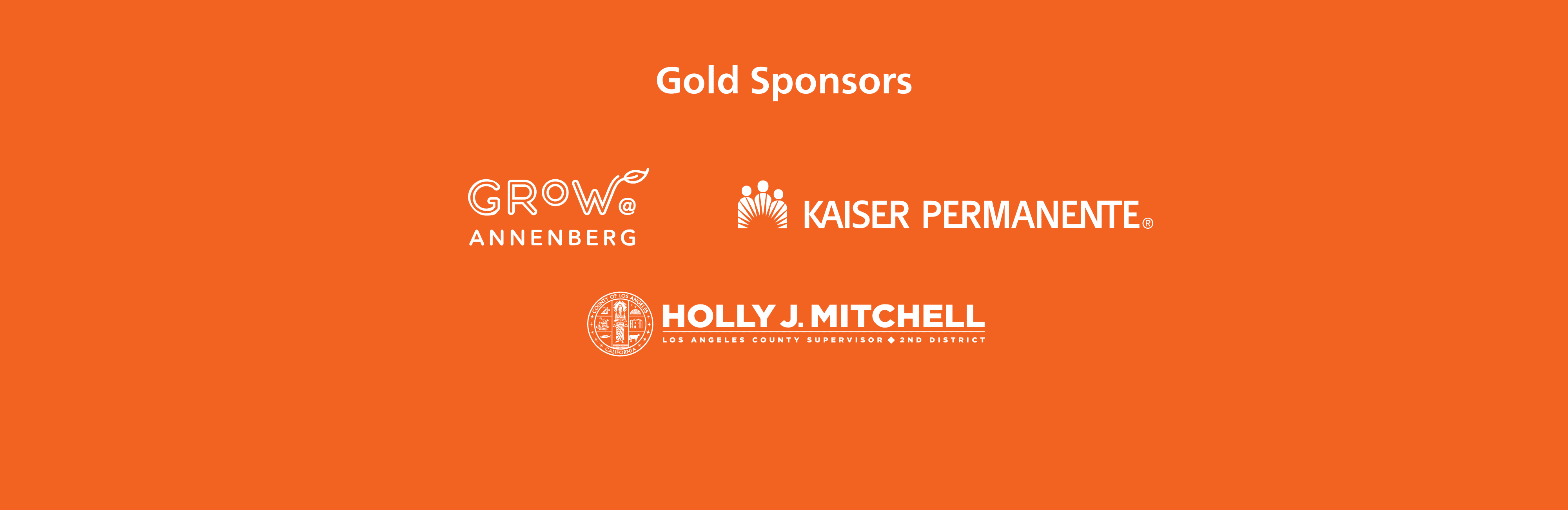 Gold sponsors banner with Grow Annenberg logo and Kaiser Permanente logo