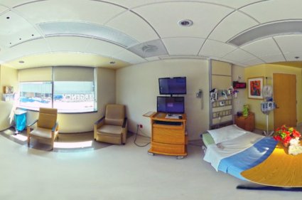 Vista de 360 grados de la habitación de un paciente