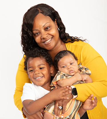 Black mom with two children