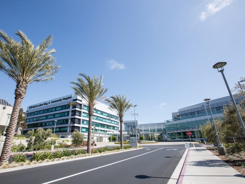 Hospital facade from parking lot 