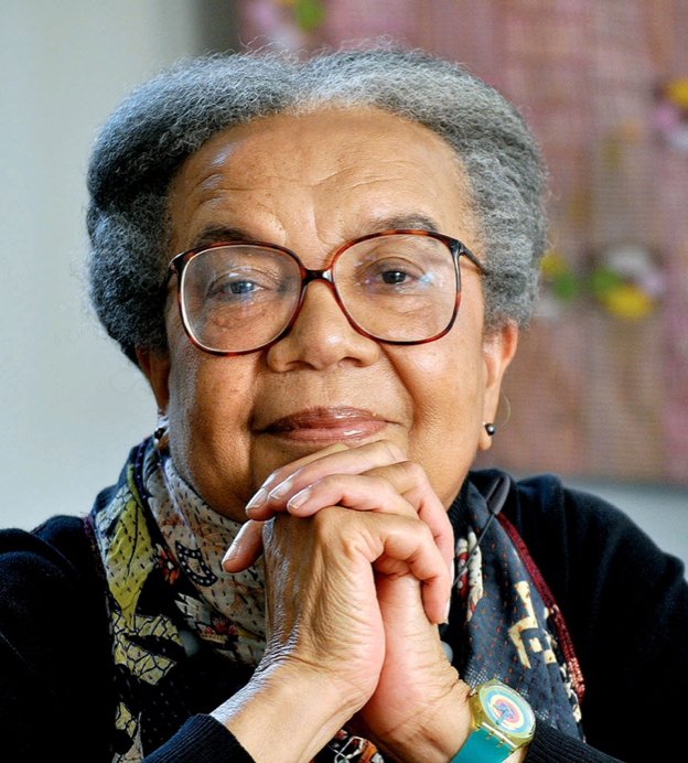 Headshot of Marian Wright Edelman, an older Black woman with round glasses