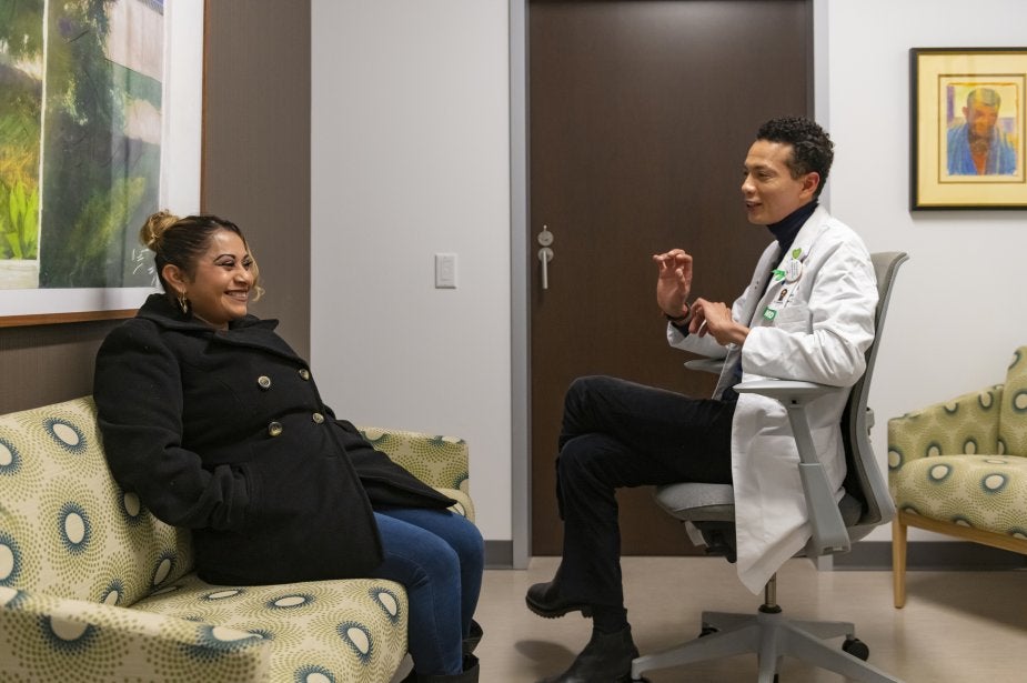Female patient speaking with MLKCH doctor